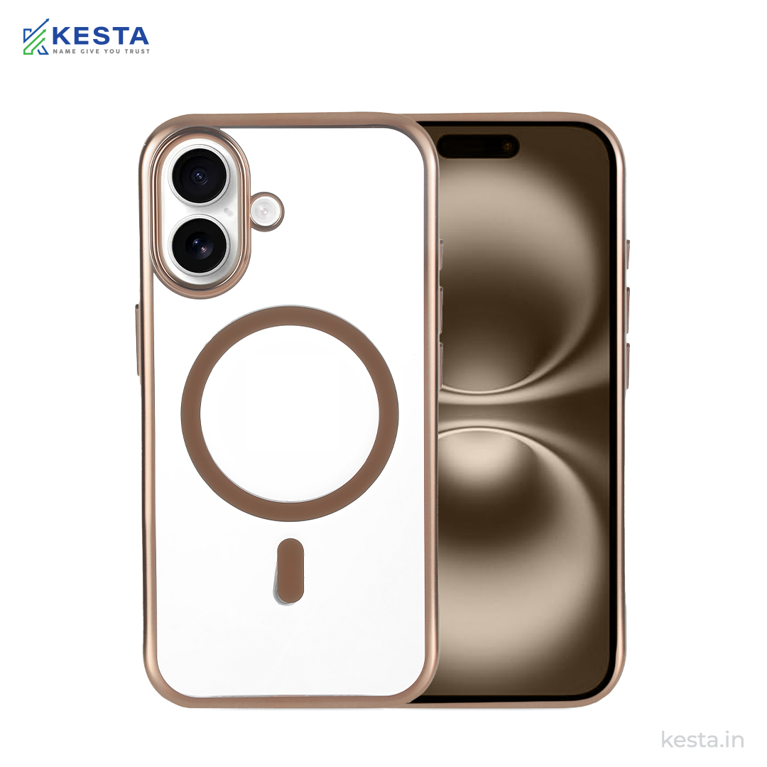 iPhone 16 Cover - Notify Popup Gold Transparent Case (Camera Sink Protection & Wireless Charging Optimized)